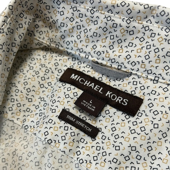 Michael Kors White Patterned Men's Shirt, EUC - Picture 3 of 5